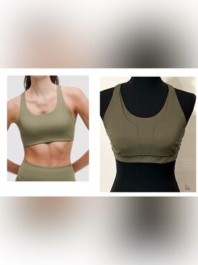 lululemon athletica Olive Green Racerback Sports Bra Athleisure Activewear